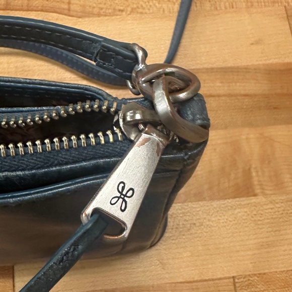 HOBO Cadence denim blue leather cross body / wristlet w/convertible straps - Picture 9 of 16